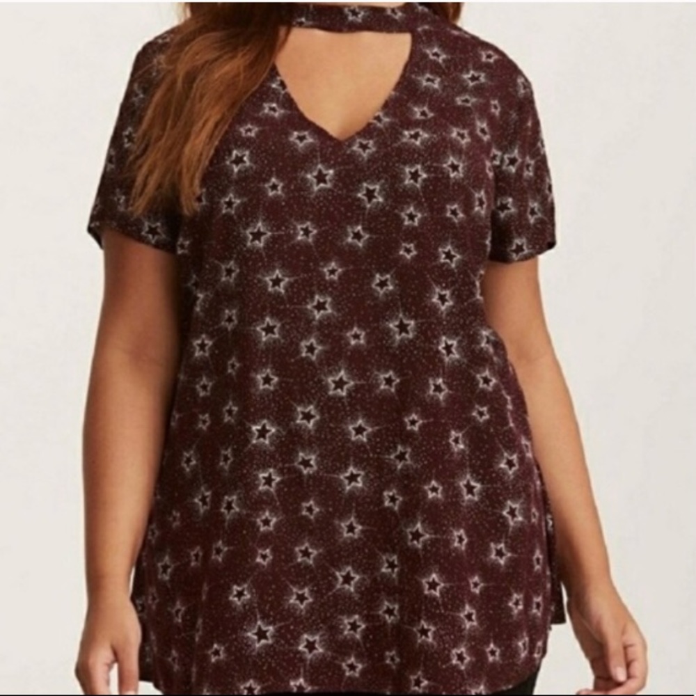 Torrid Burgundy Star Print Blouse
